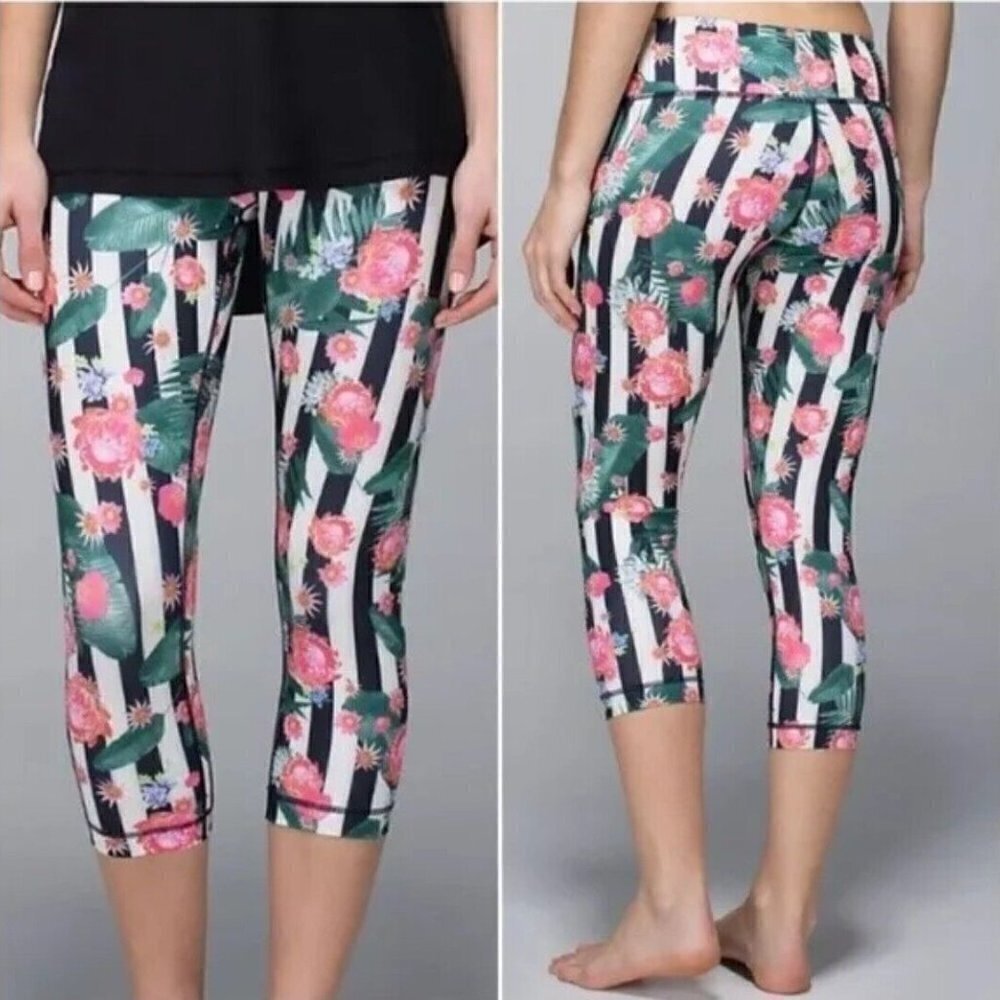 Lululemon Wunder Under Crop *Full-On Luxtreme Palm Play Multi Size 8